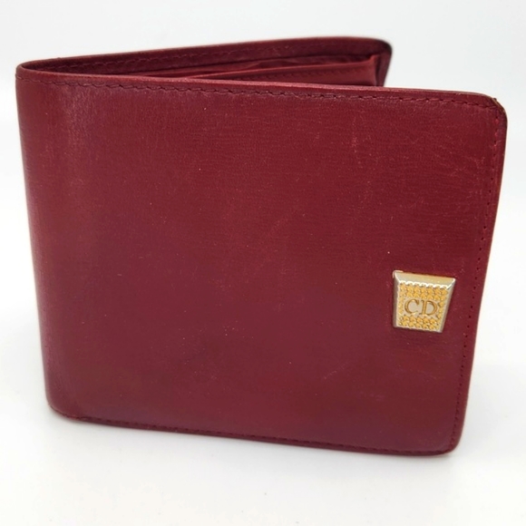 Christian Dior Burgundy Leather Bifold Wallet - Picture 1 of 9